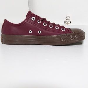 Converse Dark Burgundy Leather All Star Low Tops